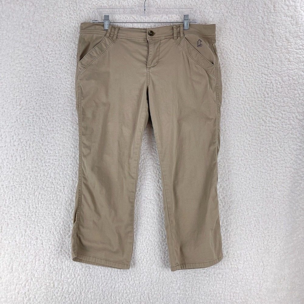 Disney Brown Khaki Chino Cropped Capri Pants Womens Casual‎ Mid-Rise Size 8